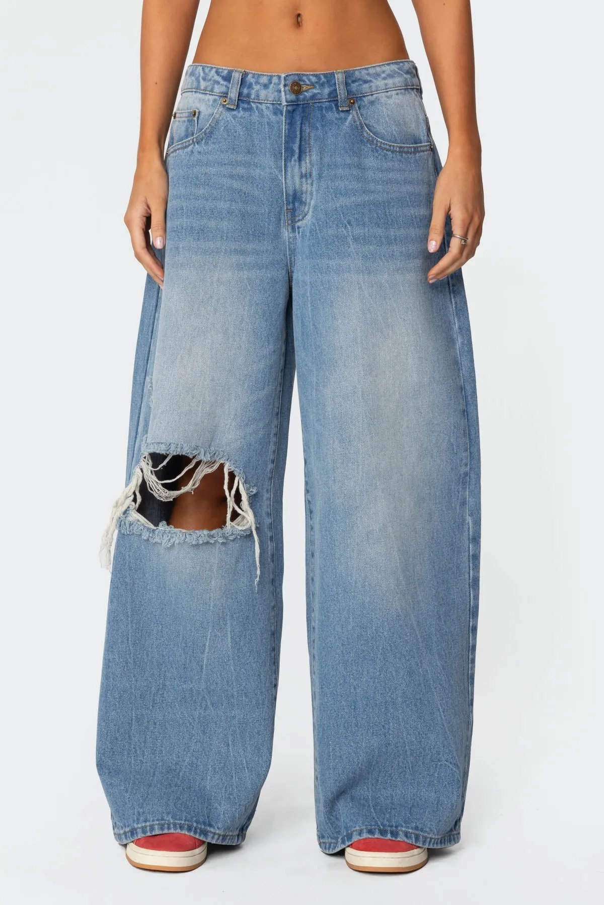 Distressed Low Rise Baggy Jeans sold by Edikted product image thumbnail 2