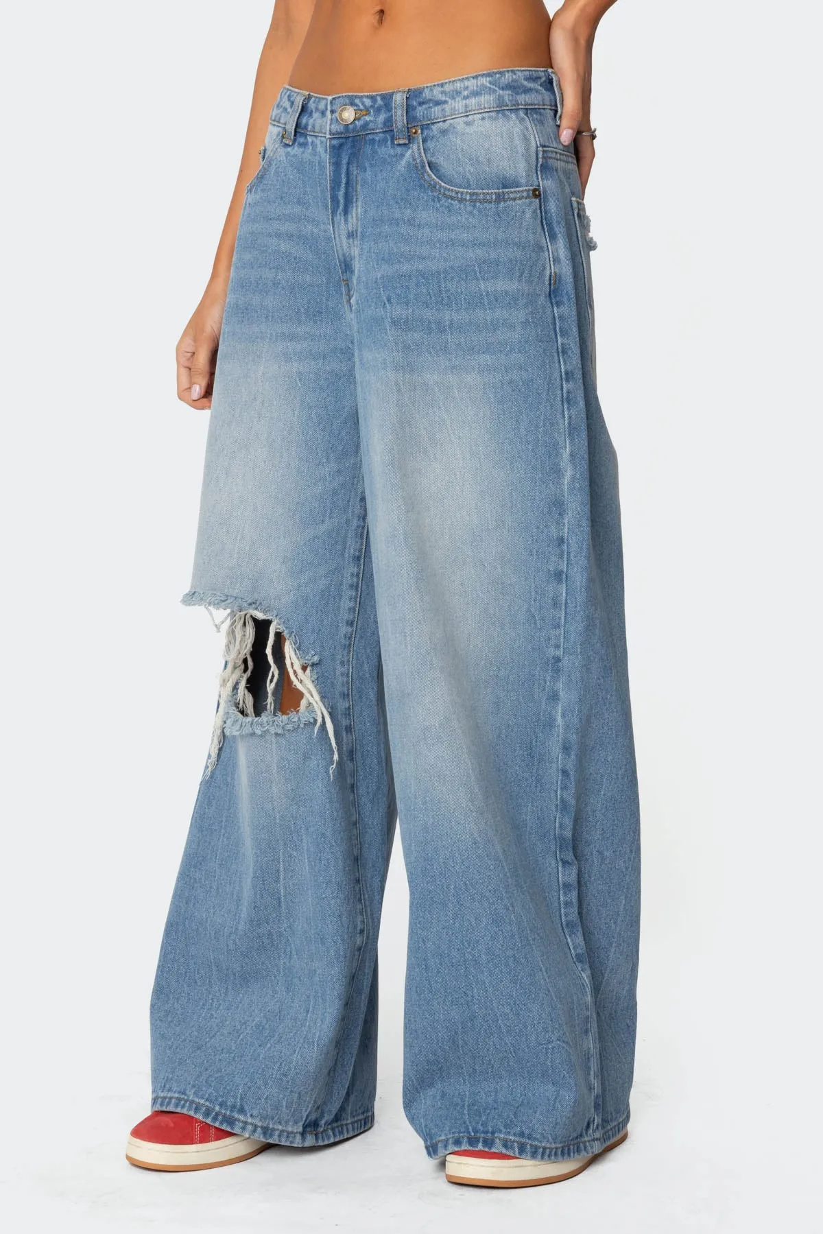 Distressed Low Rise Baggy Jeans sold by Edikted product image thumbnail 3