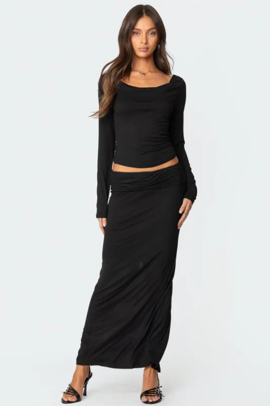 Johanna Fold Over Maxi Skirt sold by Edikted