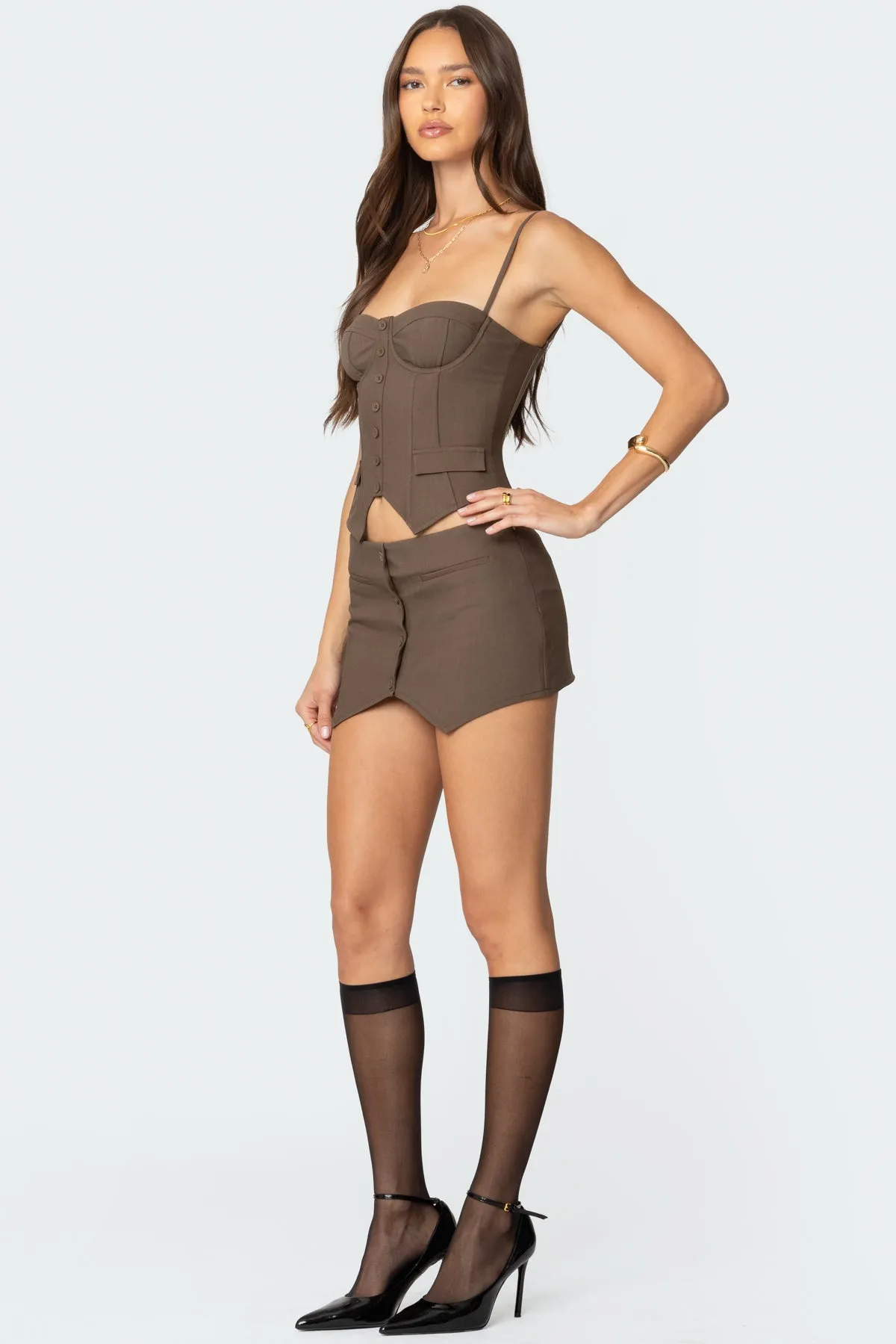 Ellis Buttoned Up Mini Skort sold by Edikted product image thumbnail 3