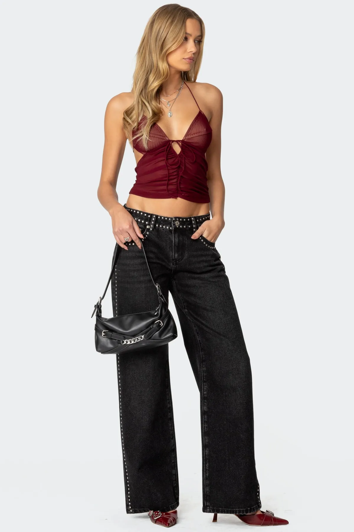 Strappy Ruched Mesh Top sold by Edikted product image thumbnail 2