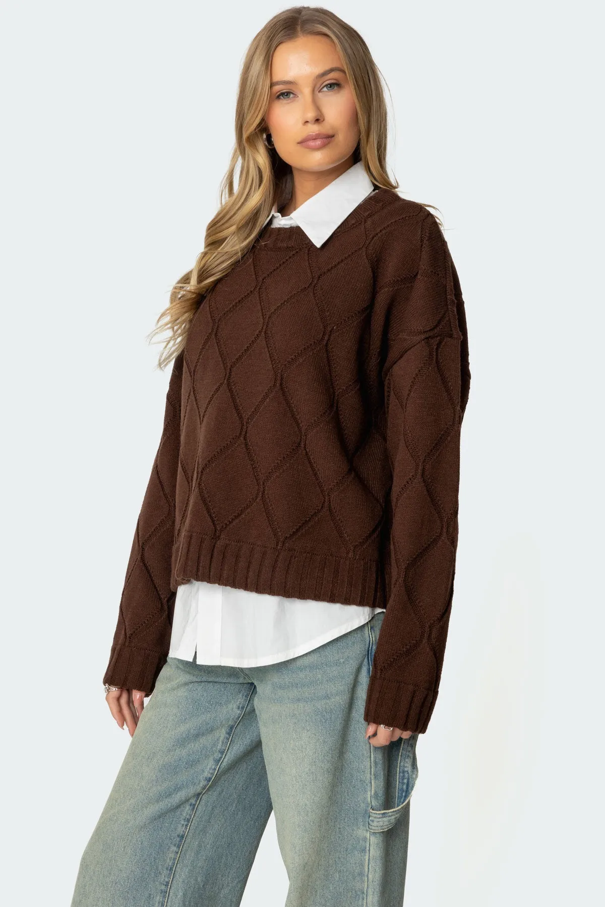 Cass Oversized Textured Knit Sweater sold by Edikted product image thumbnail 3