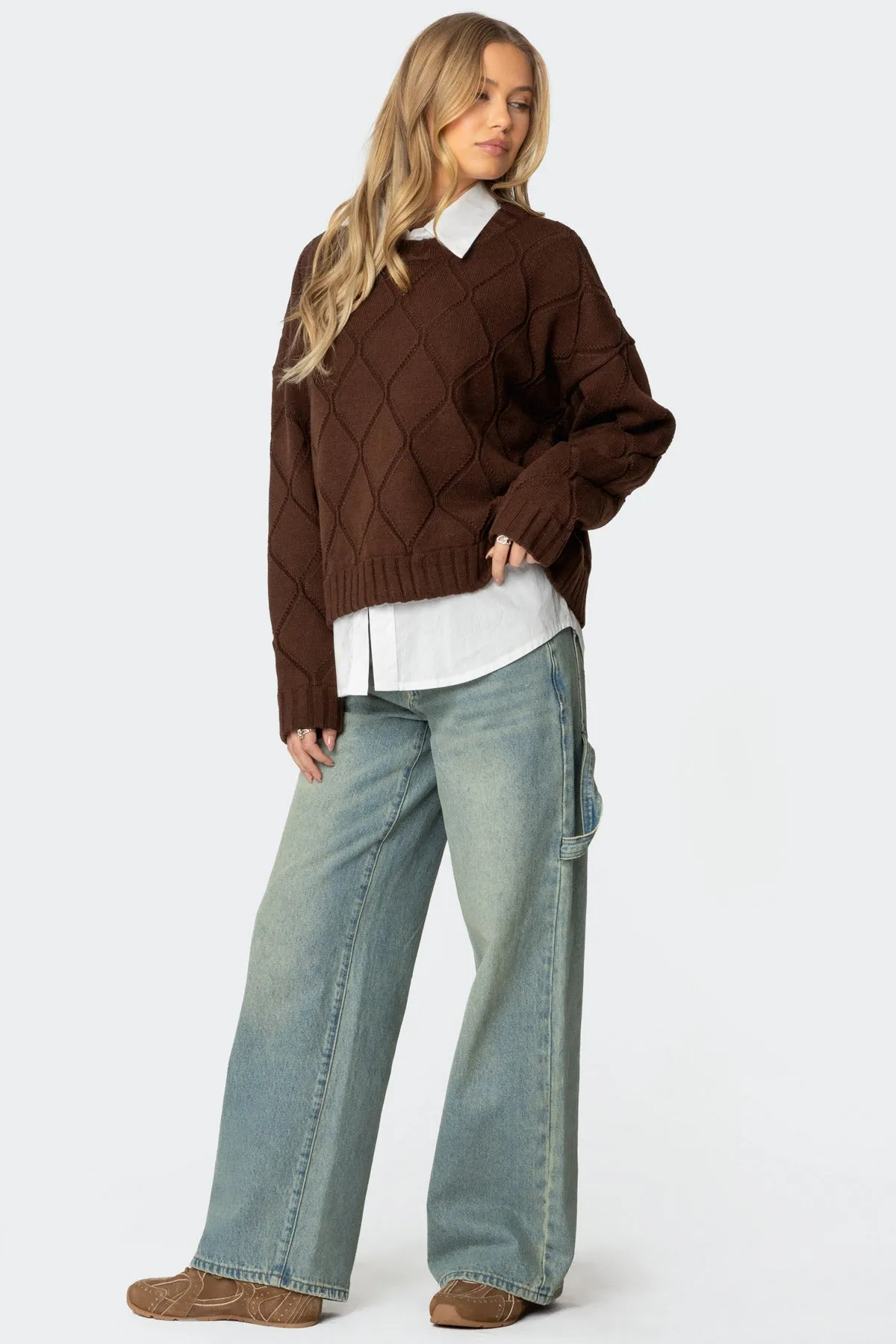 Cass Oversized Textured Knit Sweater sold by Edikted product image thumbnail 2