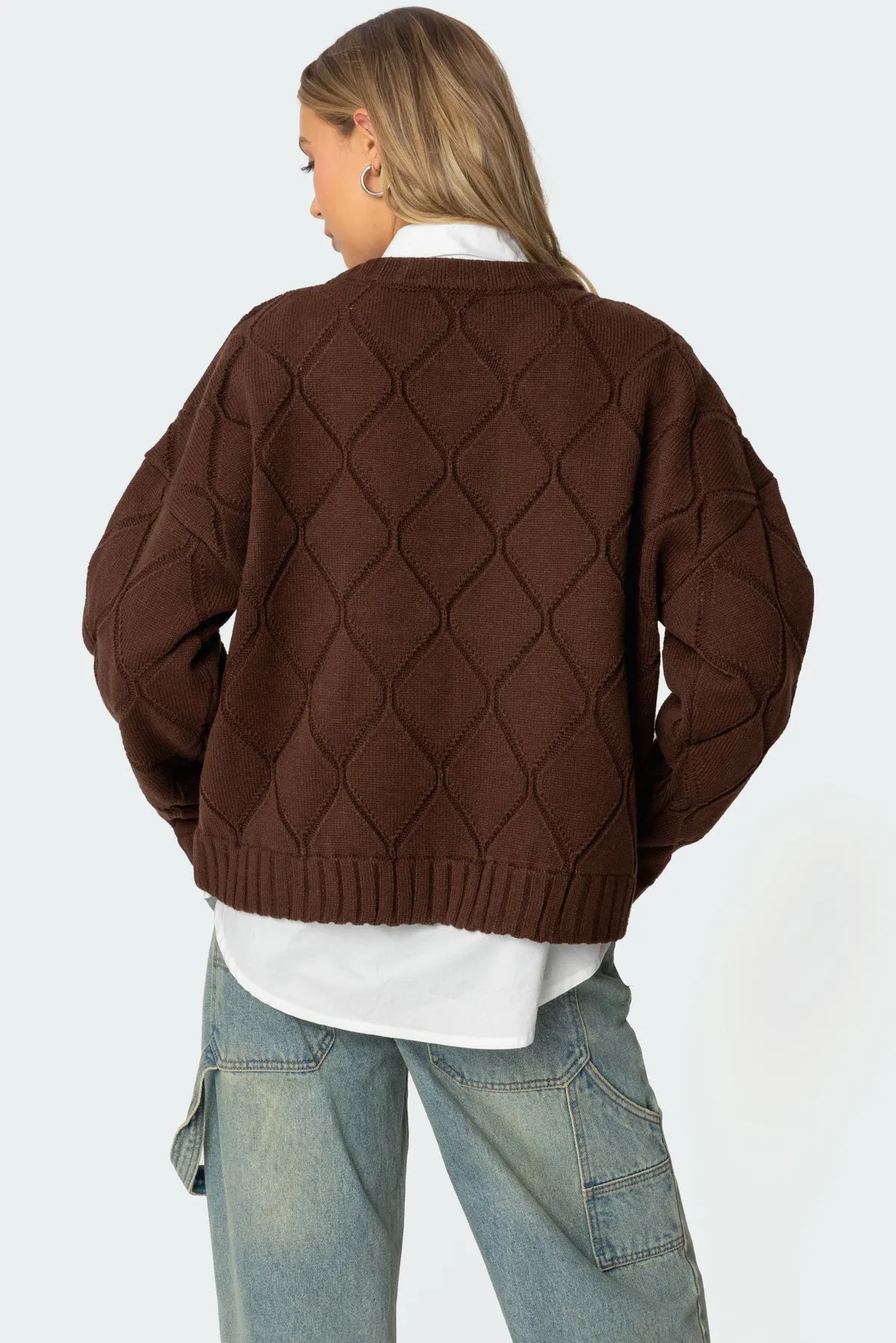 Cass Oversized Textured Knit Sweater sold by Edikted product image thumbnail 4