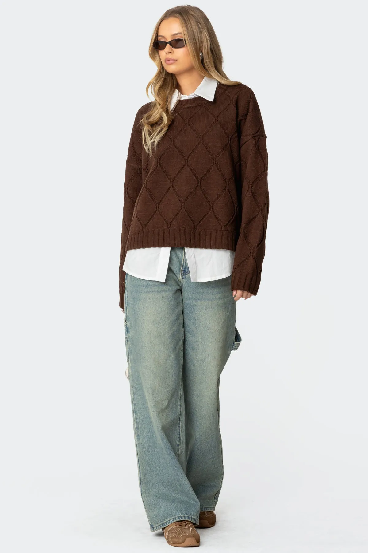 Cass Oversized Textured Knit Sweater sold by Edikted product image thumbnail 5