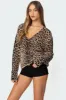 Leopard Printed V Neck Cardigan sold by Edikted
