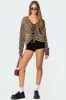 Leopard Printed V Neck Cardigan sold by Edikted