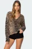 Leopard Printed V Neck Cardigan sold by Edikted