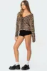 Leopard Printed V Neck Cardigan sold by Edikted