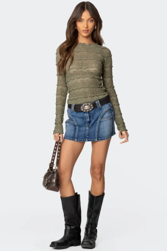 Jive Washed Denim Mini Skirt sold by Edikted