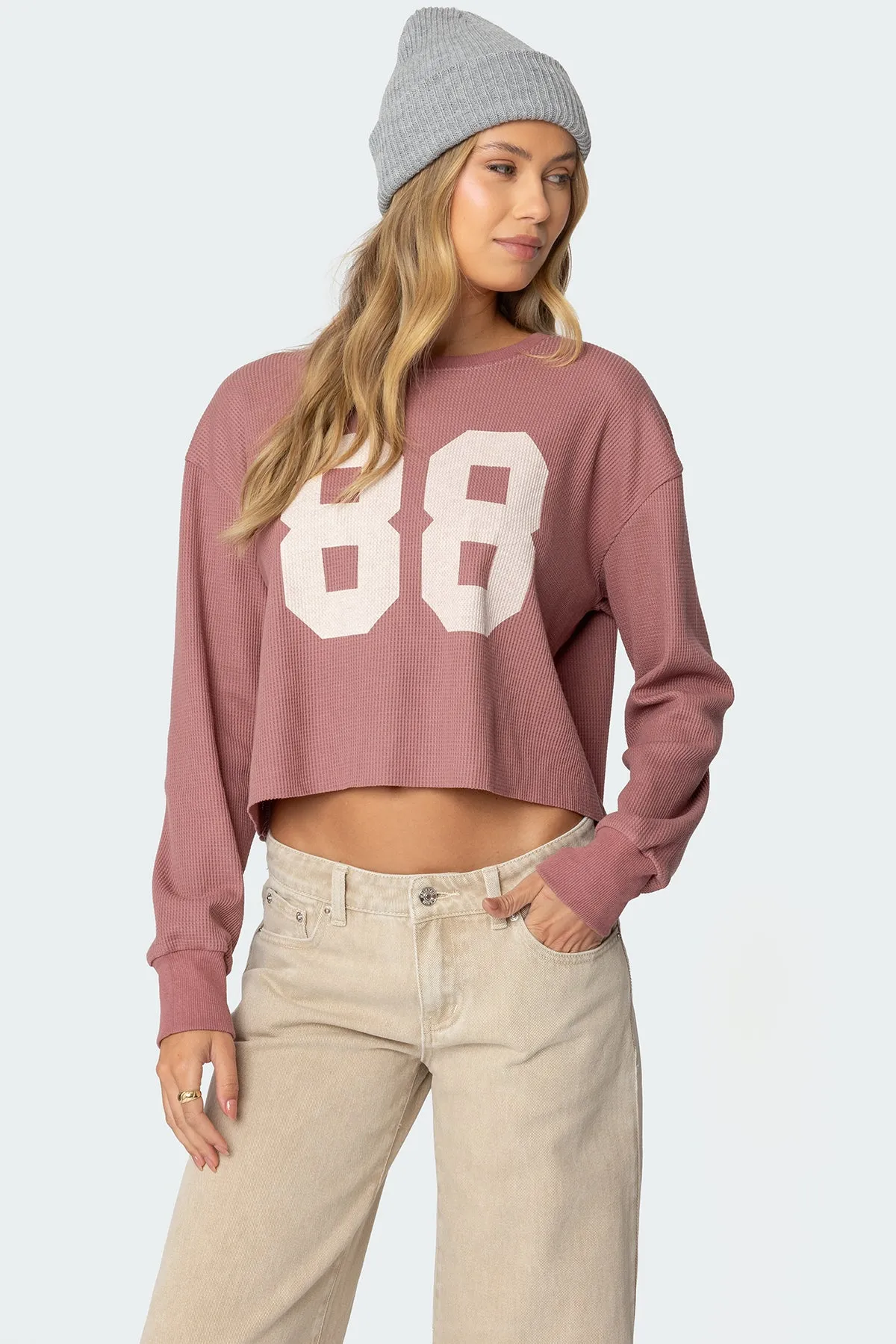 88 Waffle Long Sleeve T Shirt sold by Edikted