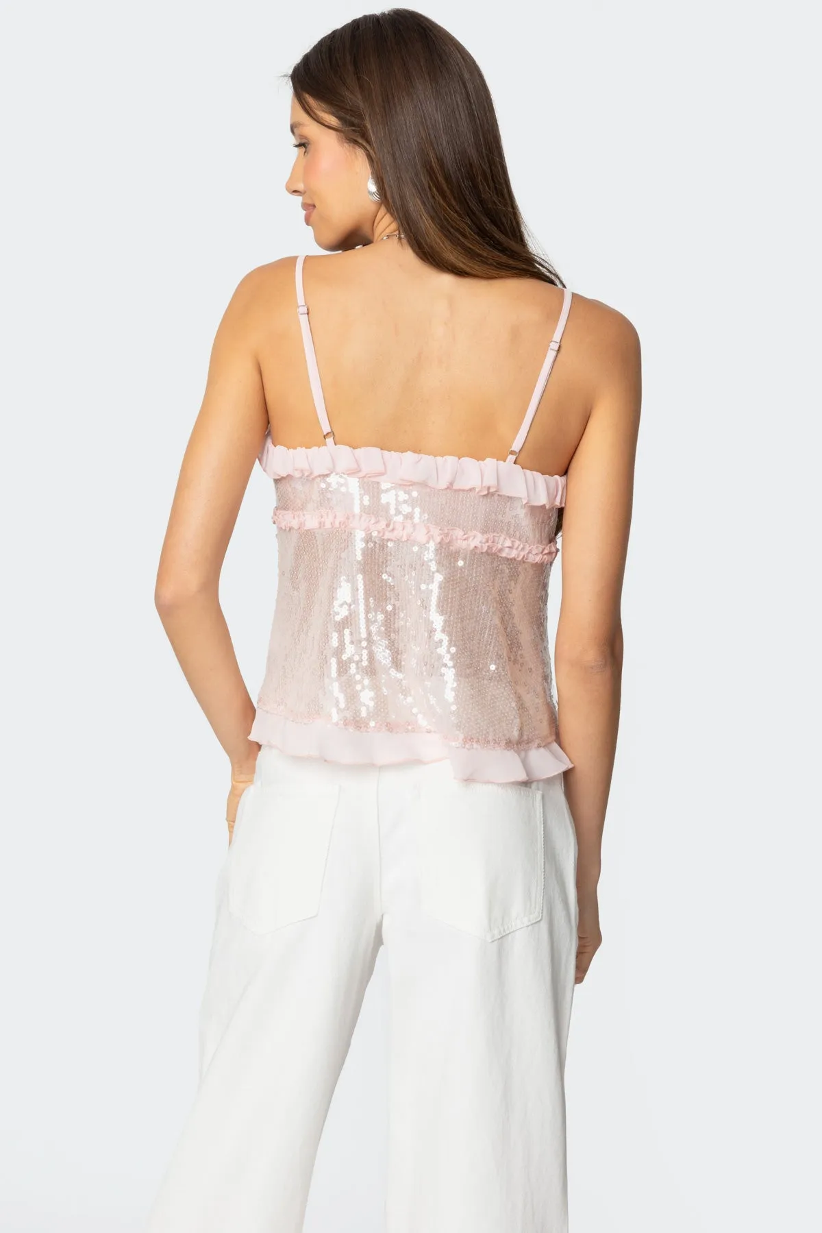 Sequin Ruffled Split Front Top sold by Edikted product image thumbnail 5