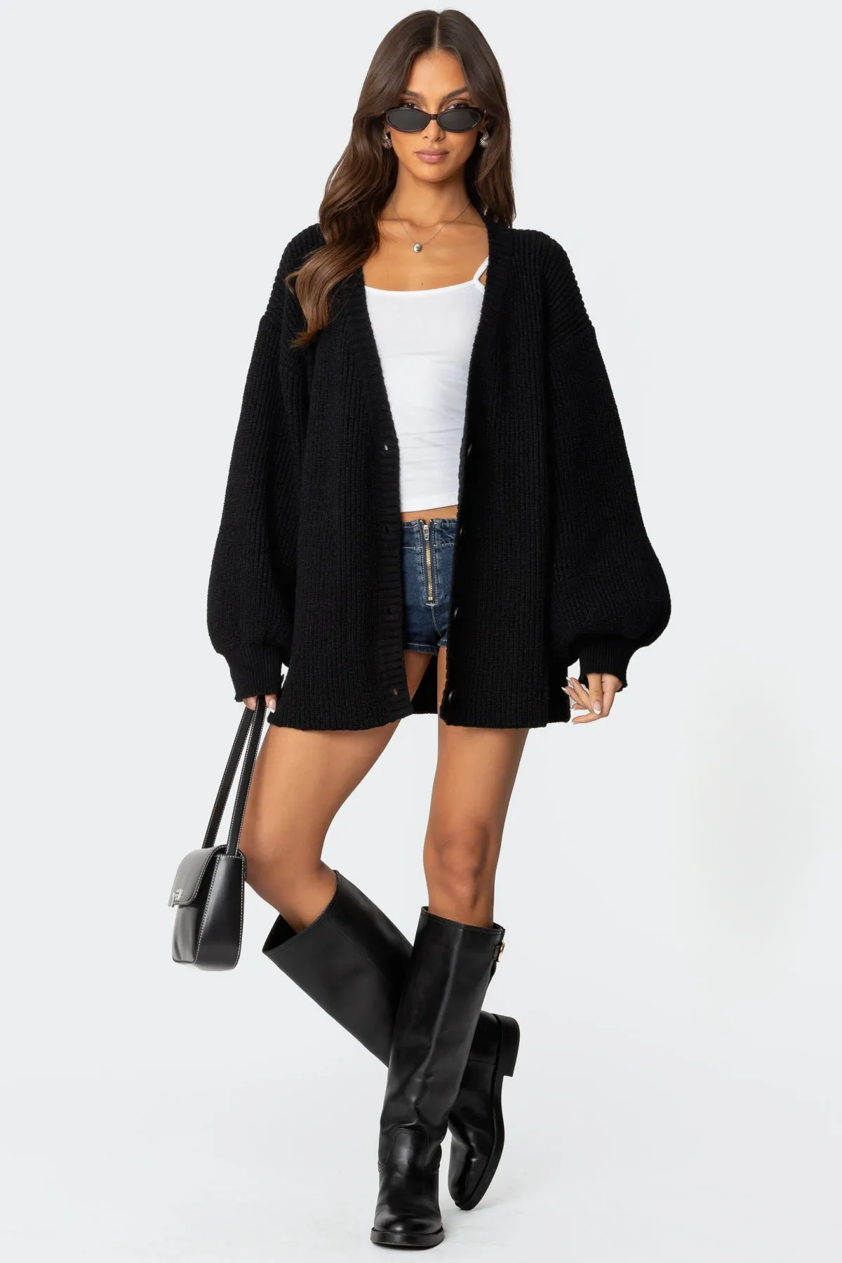 Mathilde Oversized V Neck Cardigan sold by Edikted product image thumbnail 2