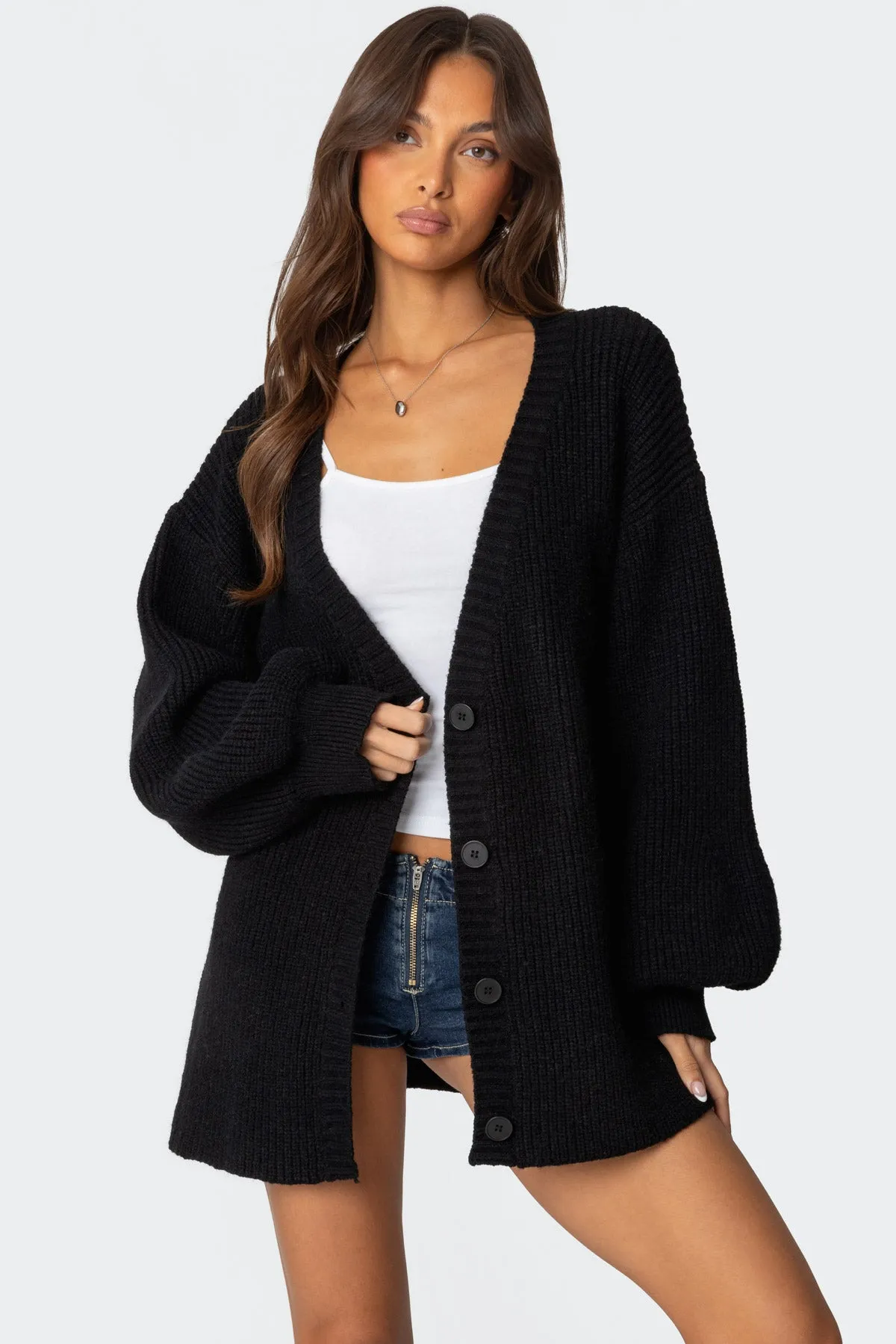 Mathilde Oversized V Neck Cardigan sold by Edikted