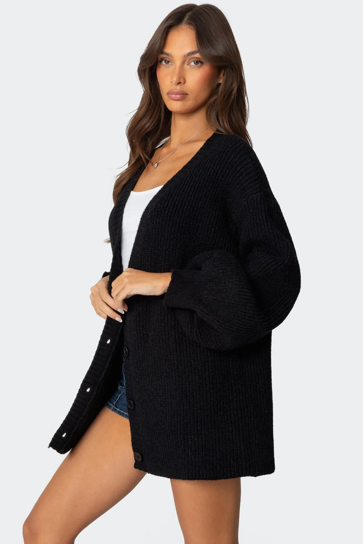 Mathilde Oversized V Neck Cardigan sold by Edikted product image thumbnail 3