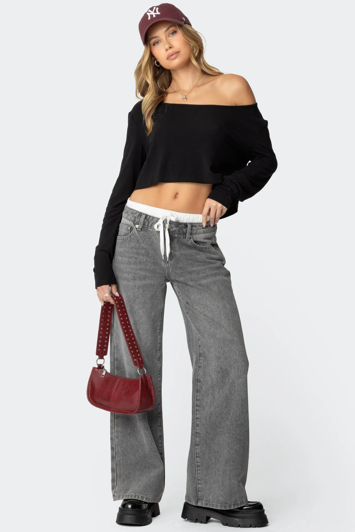 Cropped Off Shoulder Top sold by Edikted product image thumbnail 2