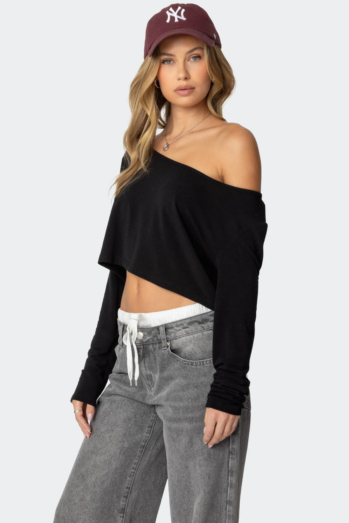 Cropped Off Shoulder Top sold by Edikted product image thumbnail 4