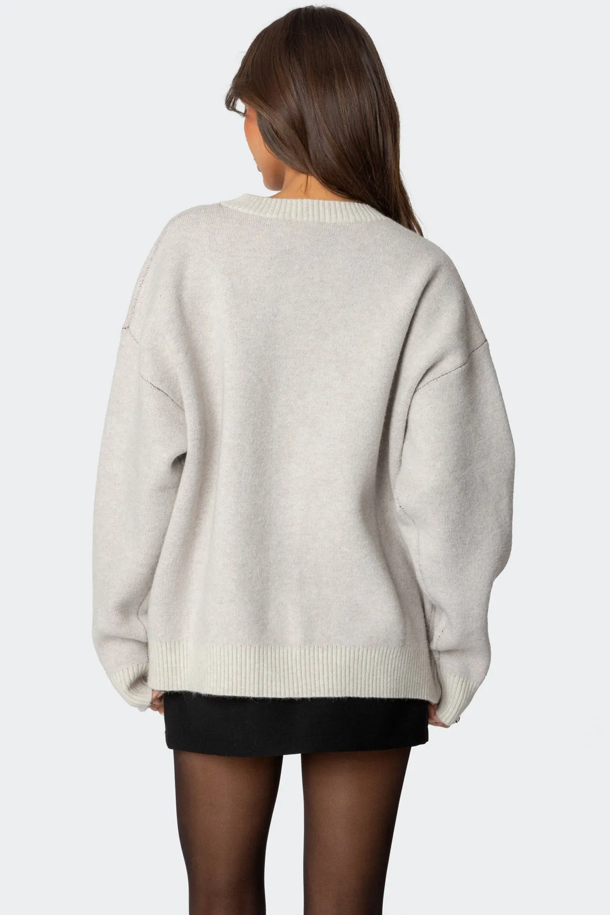 Cherry 3 Oversized V Neck Sweater sold by Edikted product image thumbnail 5