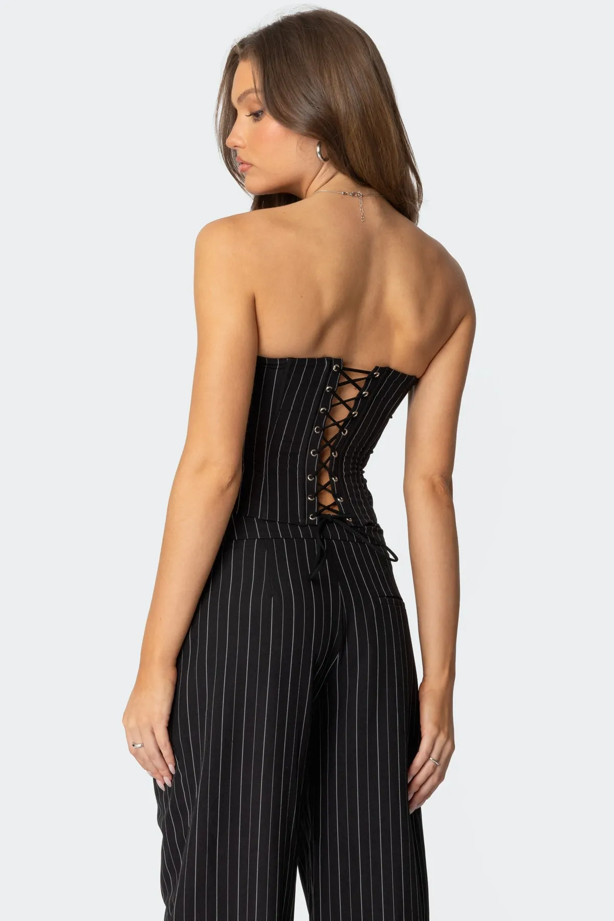Aliza Strapless Pinstripe Corset sold by Edikted product image thumbnail 4