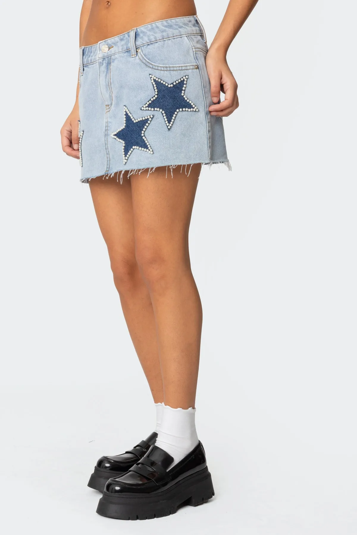 Shining Star Denim Mini Skirt sold by Edikted product image thumbnail 4