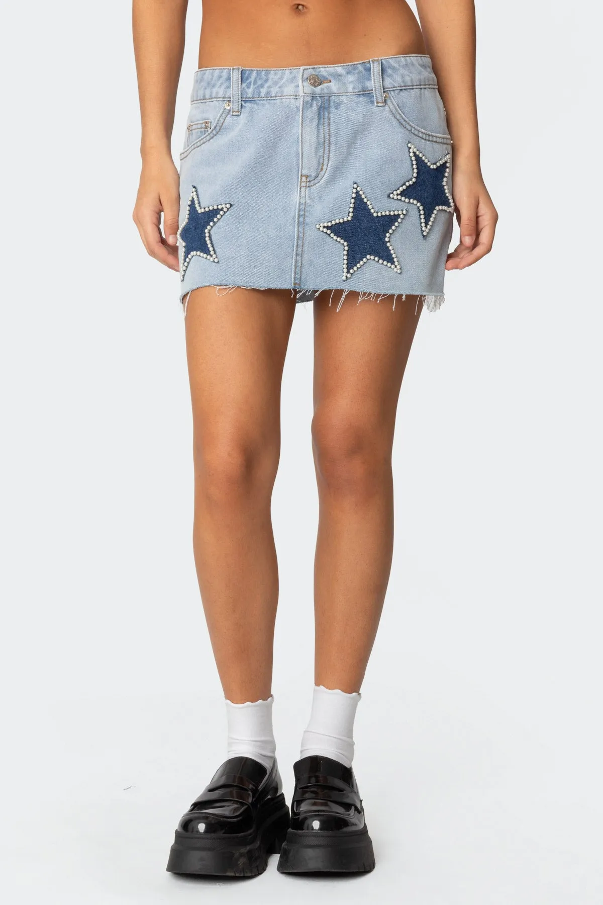 Shining Star Denim Mini Skirt sold by Edikted product image thumbnail 2