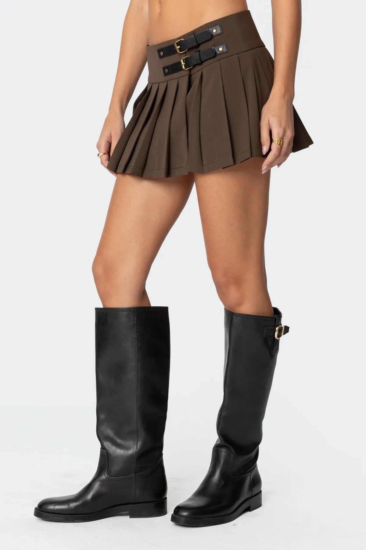 Polina Double Belt Pleated Mini Skirt sold by Edikted product image thumbnail 4