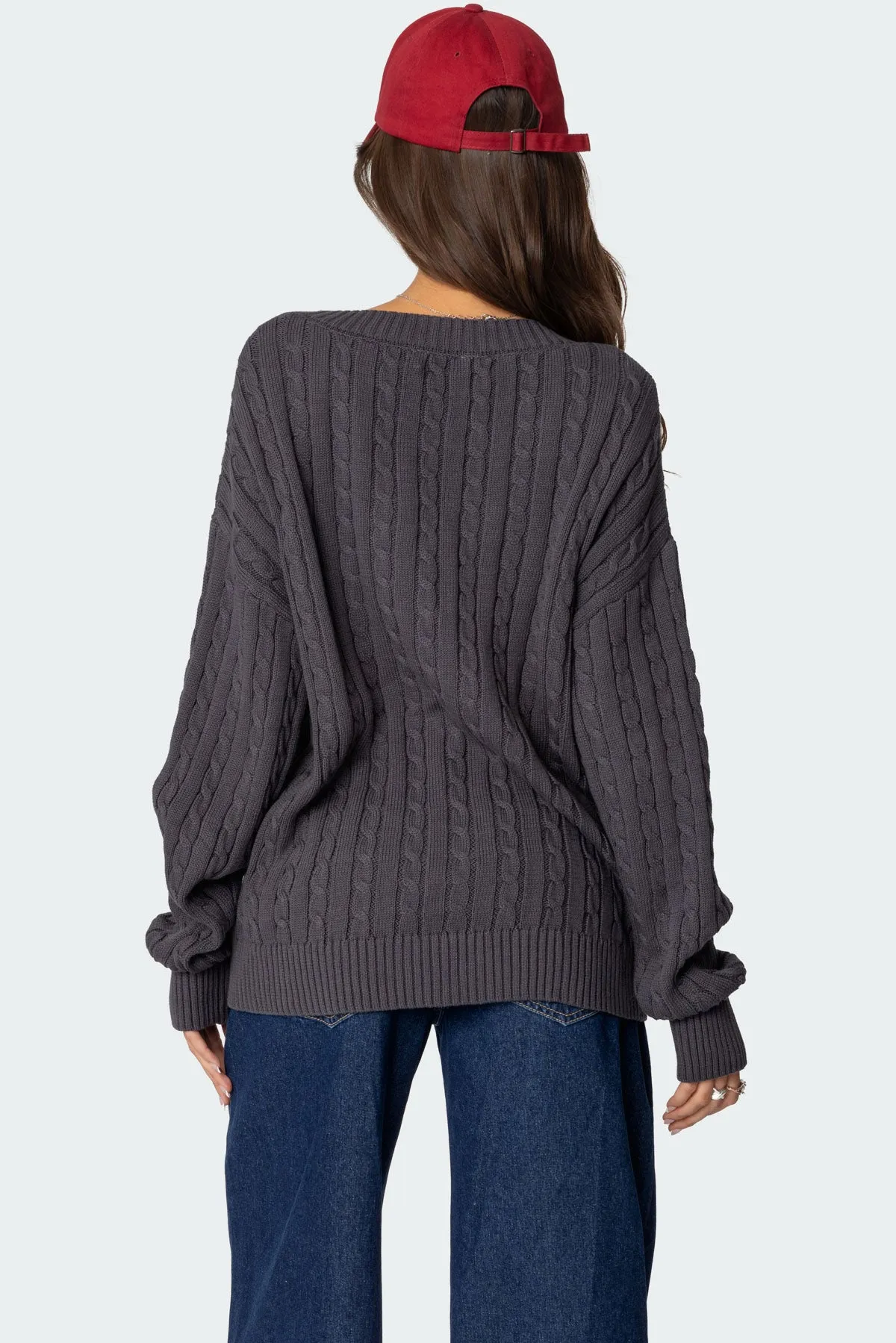 Francine Oversized V Neck Cardigan sold by Edikted product image thumbnail 4