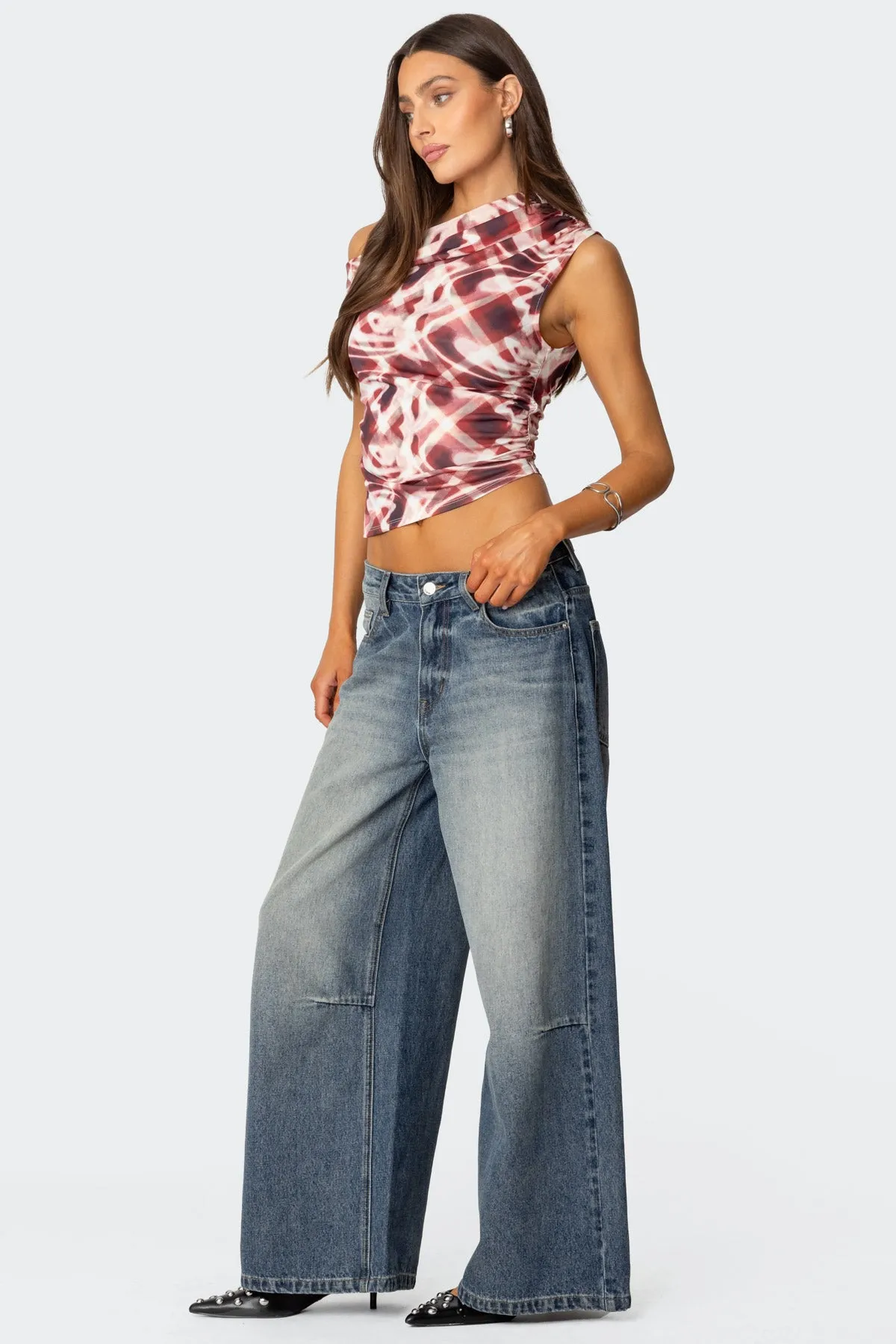 Portlyn Printed Asymmetric Top sold by Edikted product image thumbnail 4