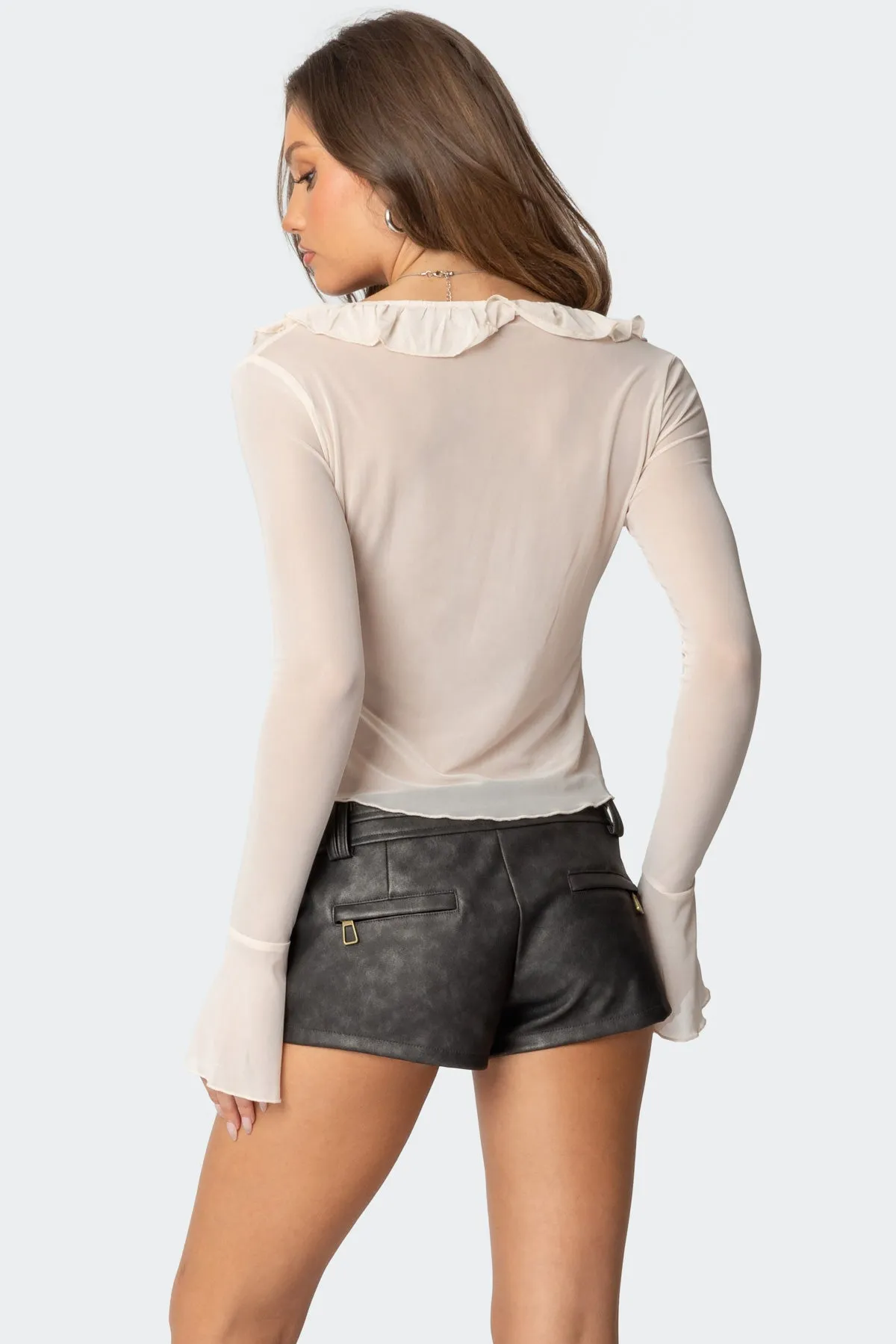 Sheer Mesh Ruffled Top sold by Edikted product image thumbnail 5