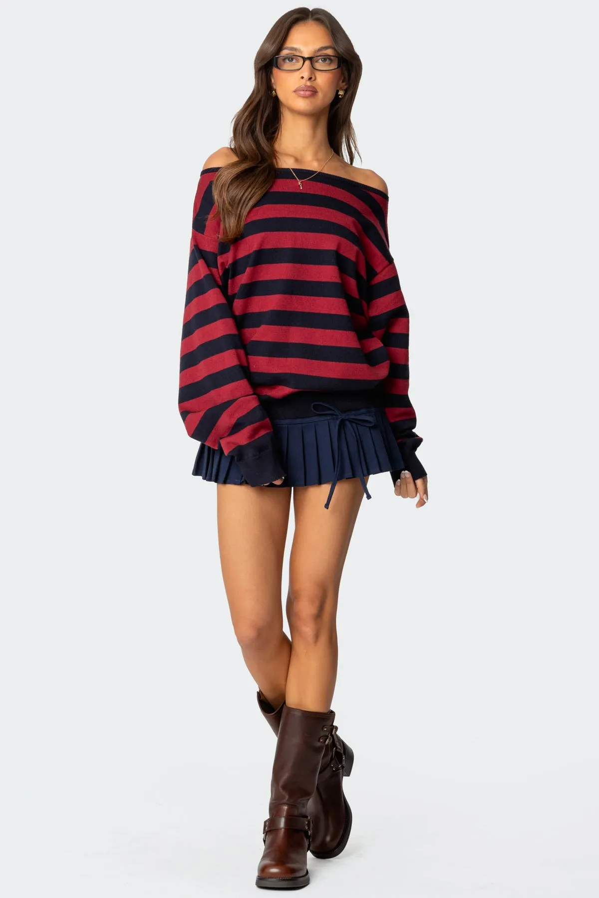Sterling Striped Off Shoulder Sweater sold by Edikted product image thumbnail 5