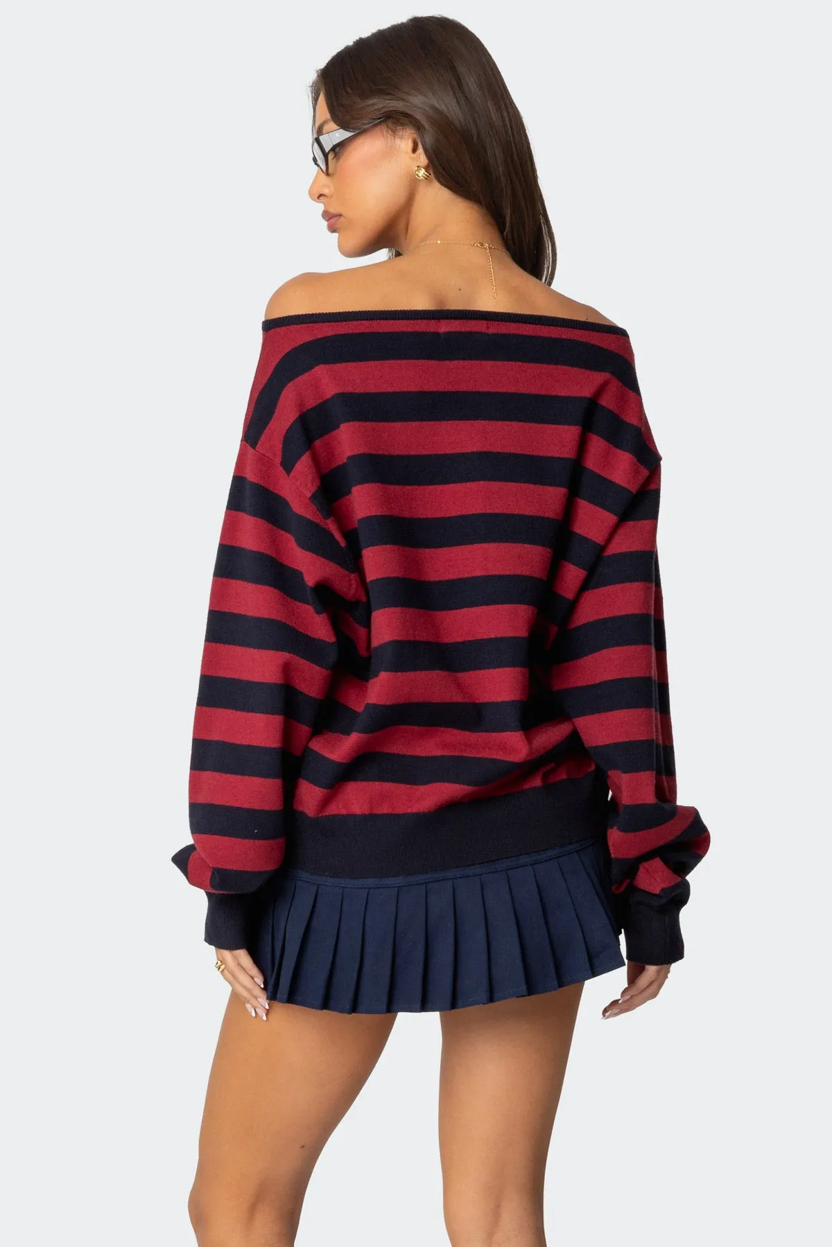 Sterling Striped Off Shoulder Sweater sold by Edikted product image thumbnail 2