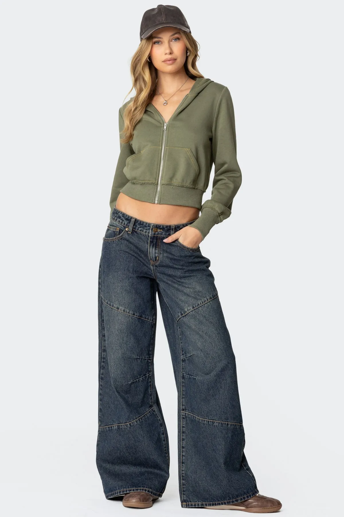 Distressed Stitch Cropped Hoodie sold by Edikted product image thumbnail 2