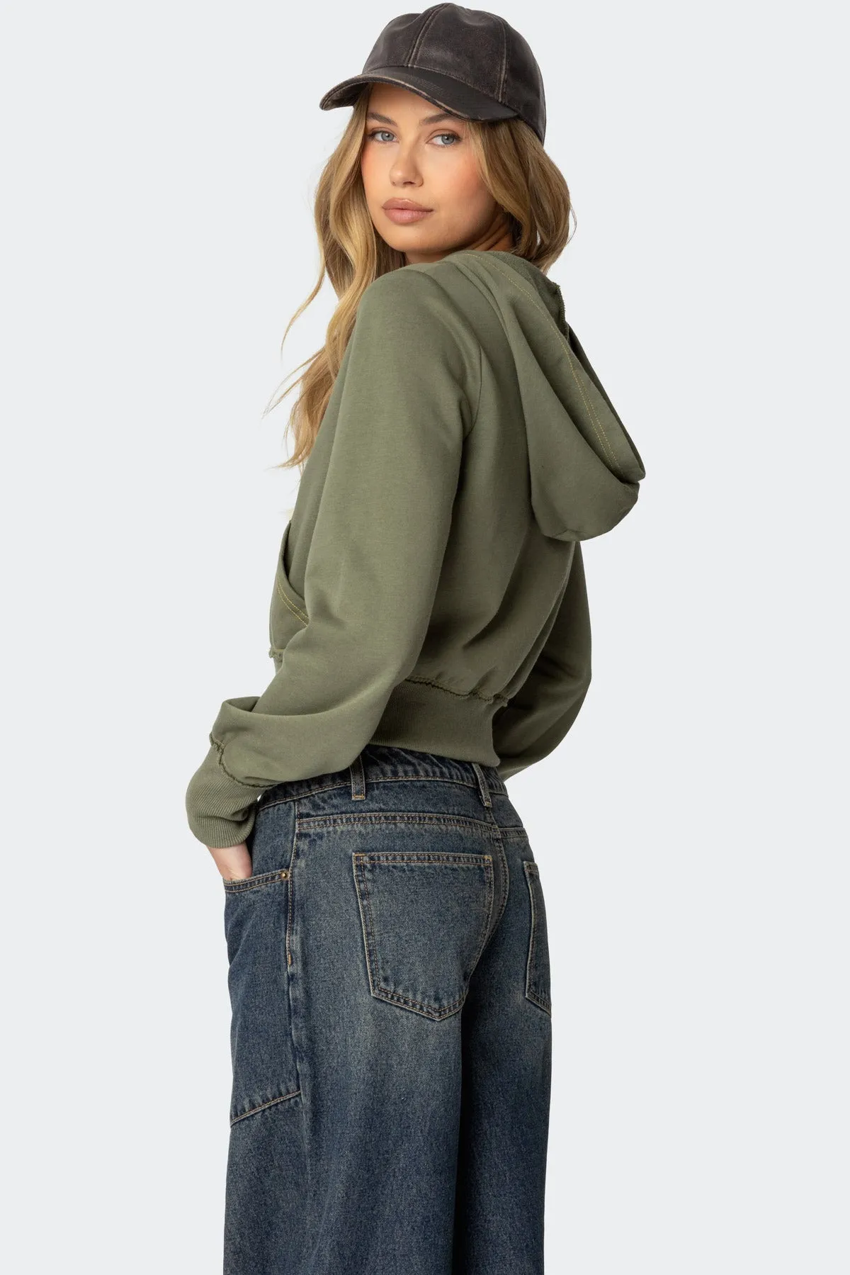 Distressed Stitch Cropped Hoodie sold by Edikted product image thumbnail 5