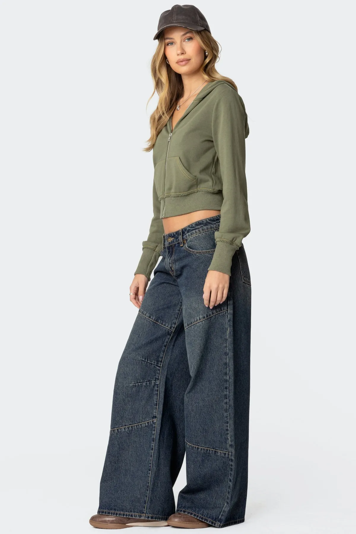 Distressed Stitch Cropped Hoodie sold by Edikted product image thumbnail 3