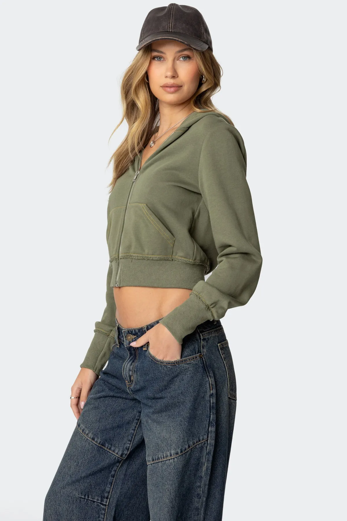 Distressed Stitch Cropped Hoodie sold by Edikted product image thumbnail 4