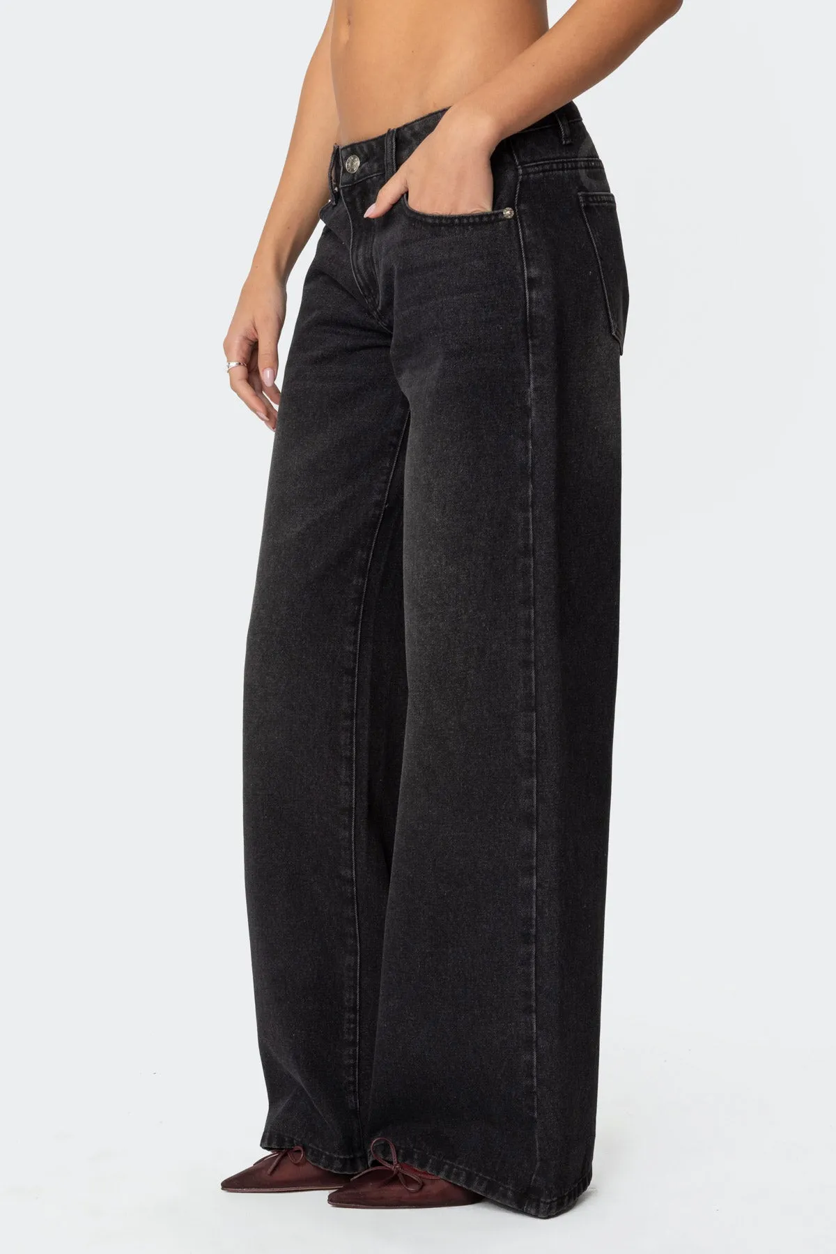 Vyxen Vintage Washed Low Rise Baggy Jeans sold by Edikted product image thumbnail 3