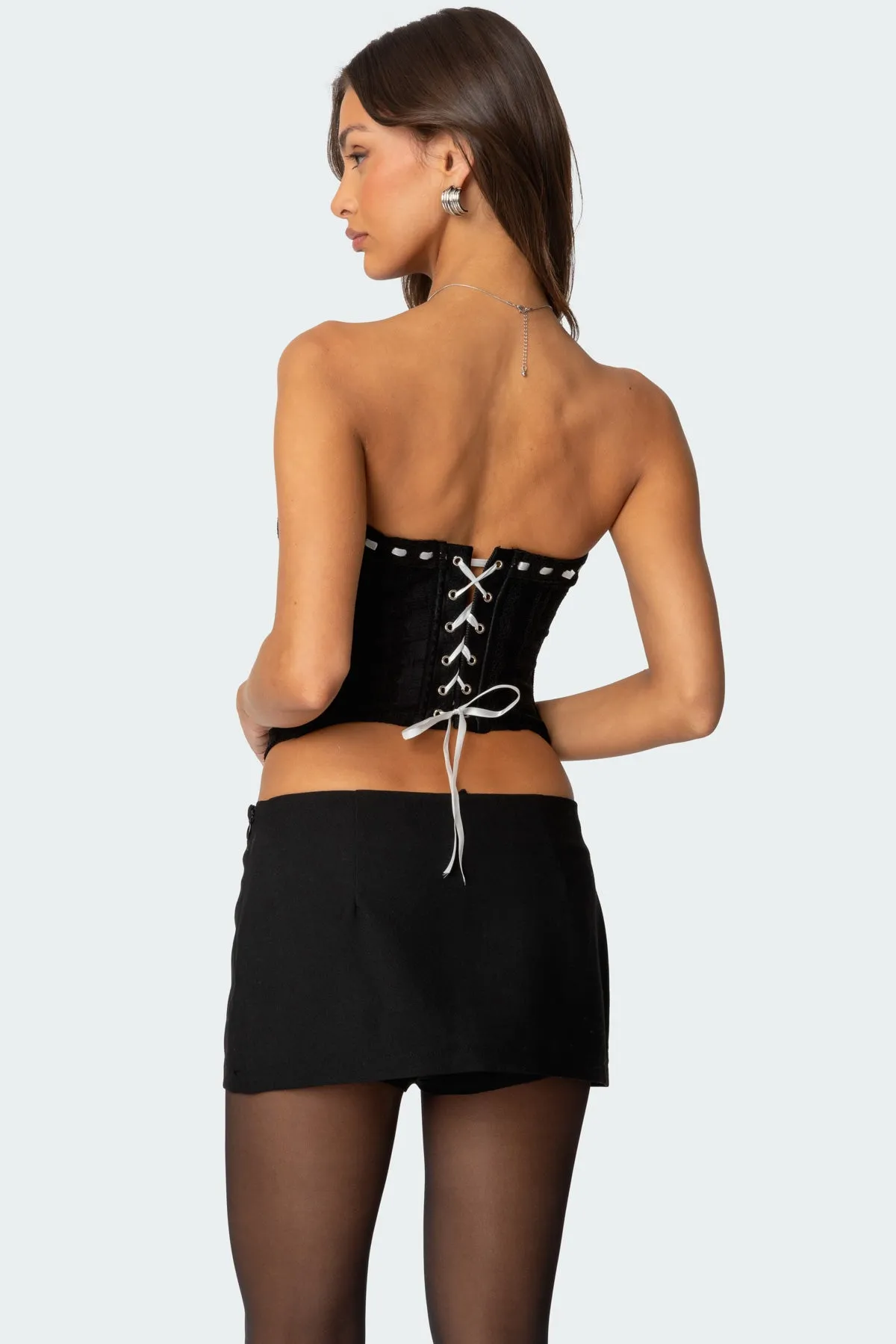 Mist Lacey Ribbon Corset sold by Edikted product image thumbnail 5