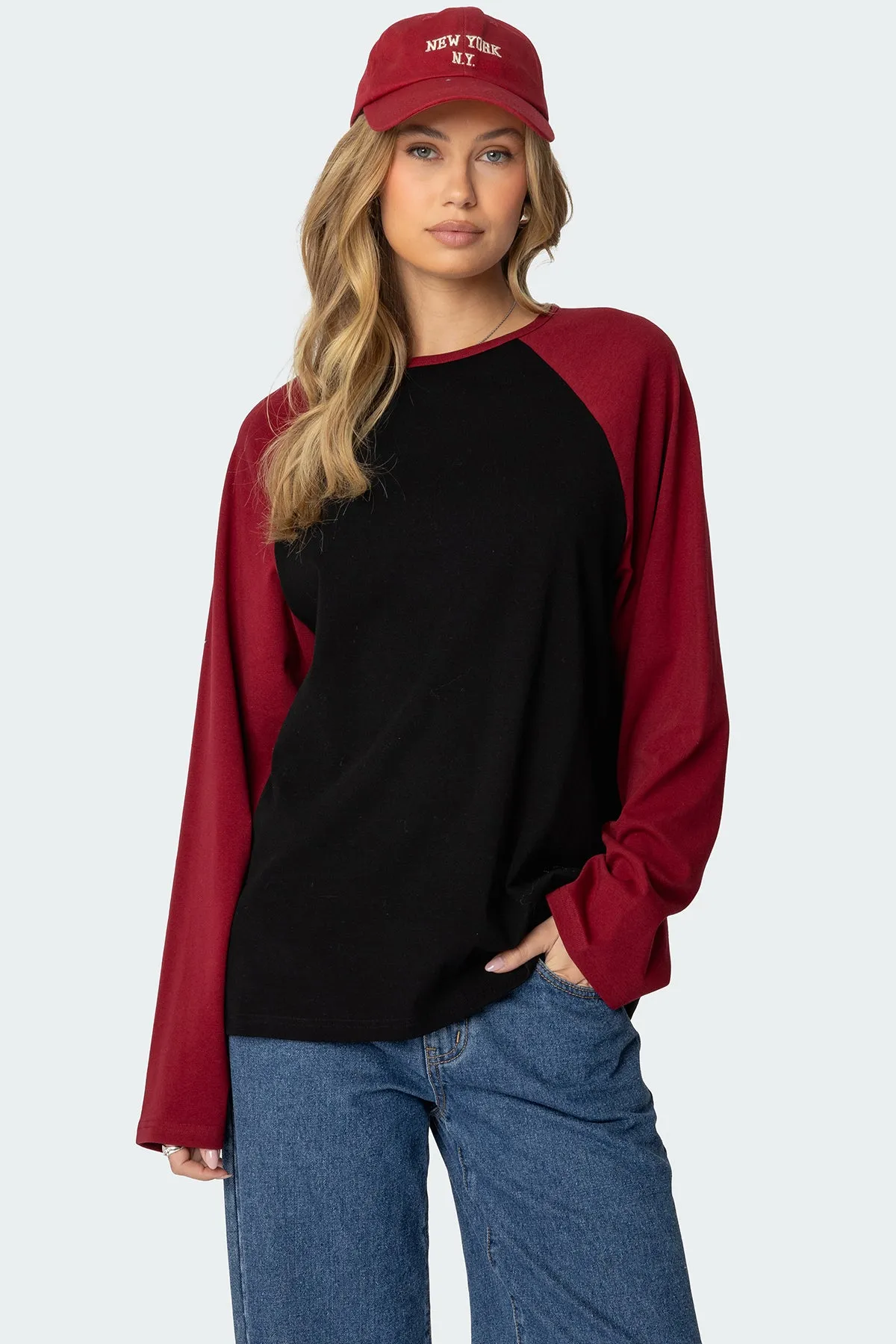 Oversized Raglan Long Sleeve T Shirt sold by Edikted