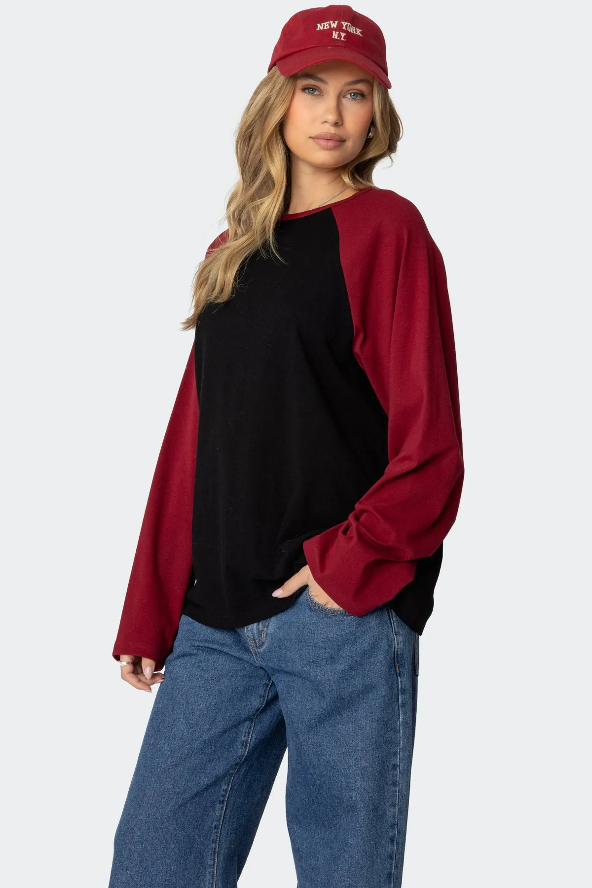 Oversized Raglan Long Sleeve T Shirt sold by Edikted product image thumbnail 4