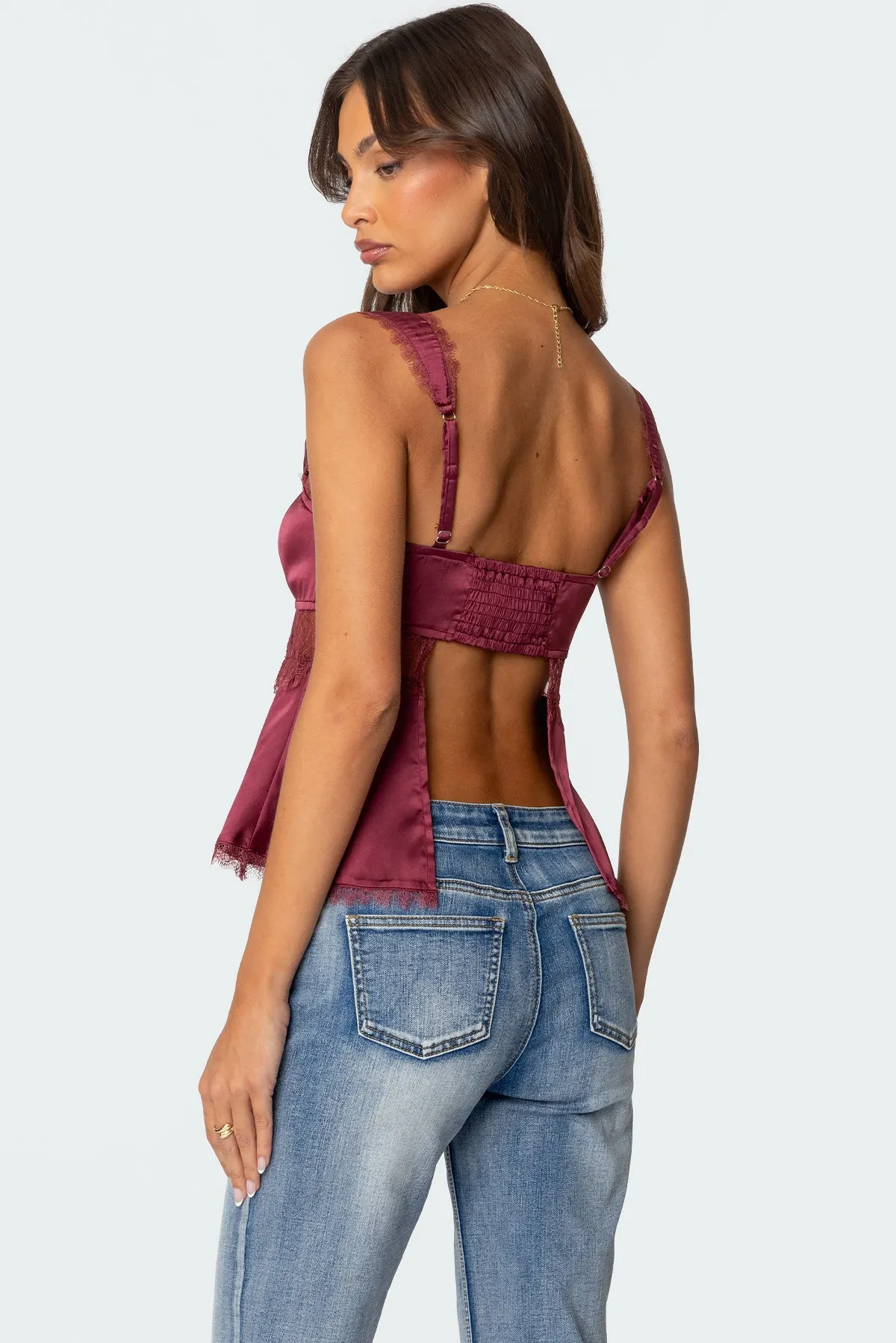 Loryn Lacey Satin Effect Top sold by Edikted product image thumbnail 2
