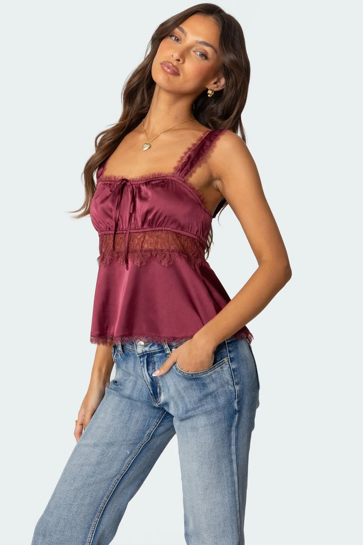 Loryn Lacey Satin Effect Top sold by Edikted product image thumbnail 5