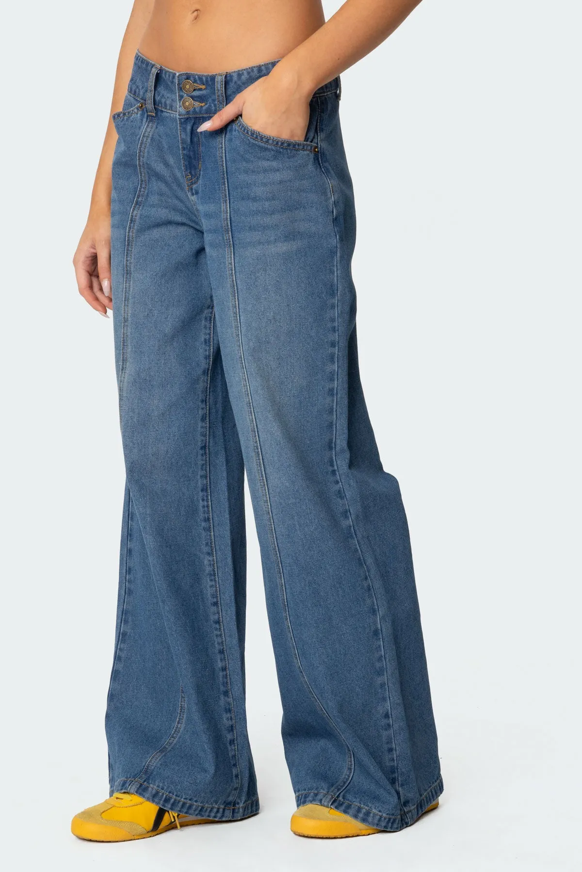 Charlie Panel Stitch Low Rise Bootcut Jeans sold by Edikted product image thumbnail 3