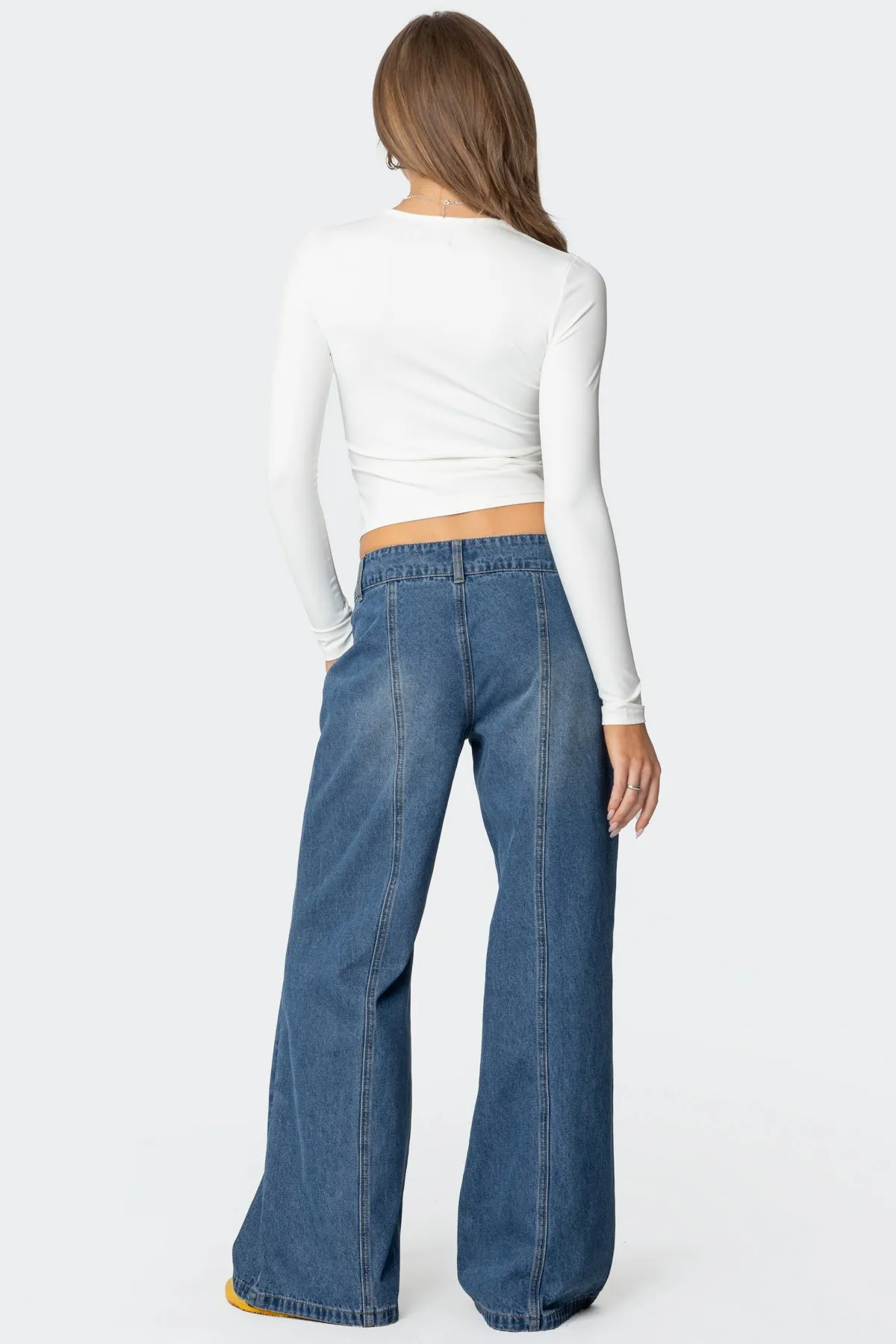 Charlie Panel Stitch Low Rise Bootcut Jeans sold by Edikted product image thumbnail 5