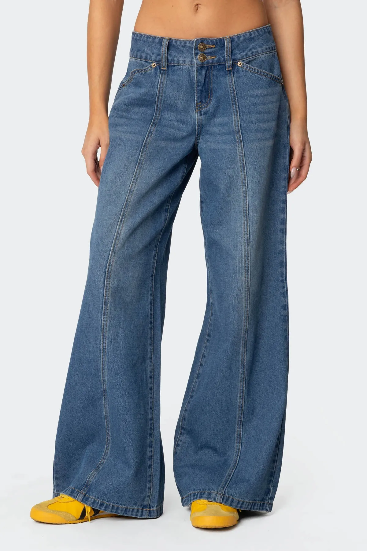 Charlie Panel Stitch Low Rise Bootcut Jeans sold by Edikted product image thumbnail 2