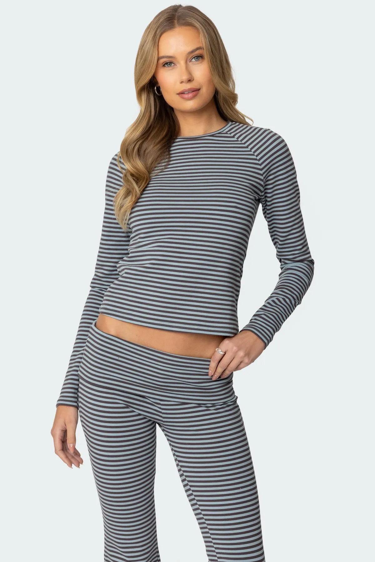 Kaeli Stripey Long Sleeve T Shirt sold by Edikted