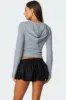 Hooded Henley Waffle Top sold by Edikted
