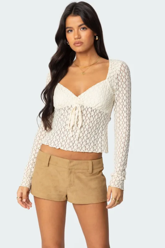 Laila Textured Lacey Top sold by Edikted