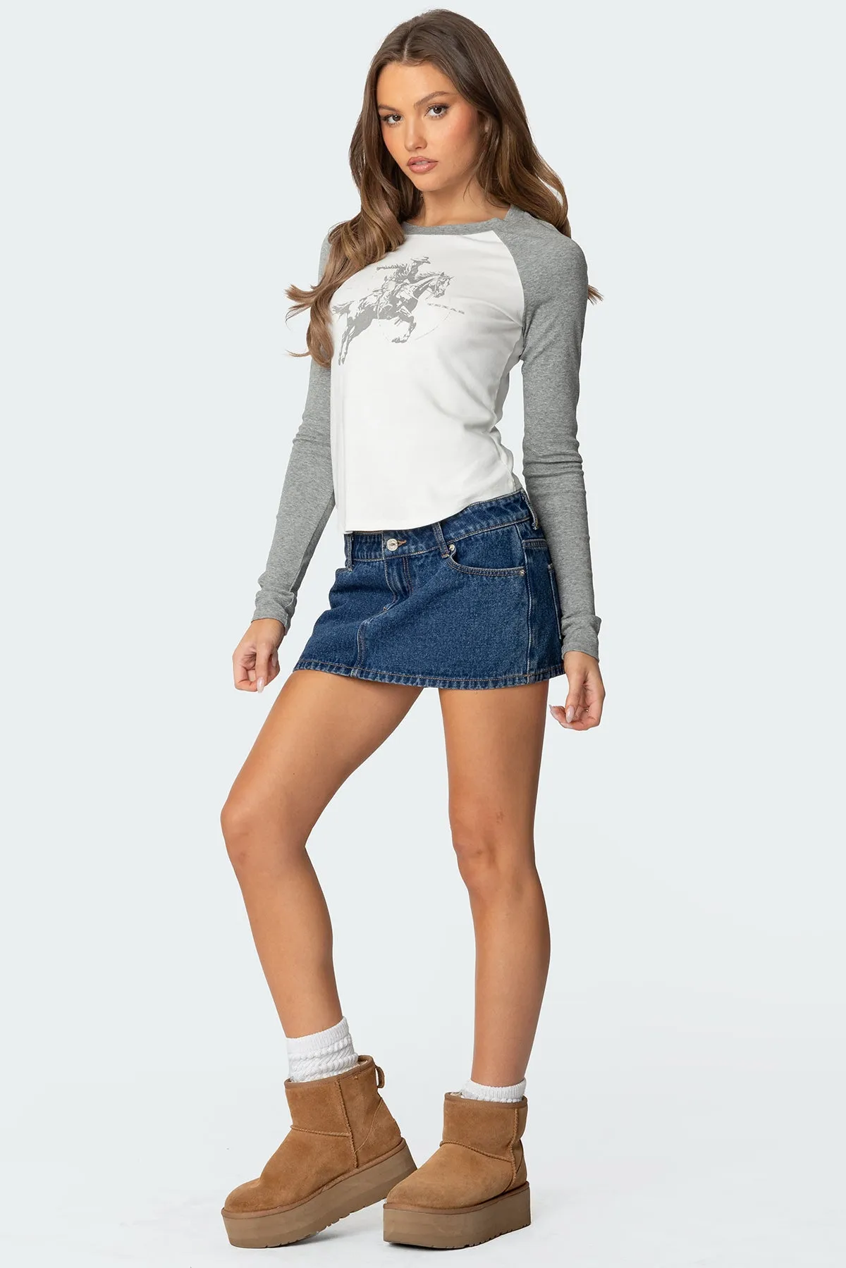 Cowboy Raglan Long Sleeve T Shirt sold by Edikted product image thumbnail 4