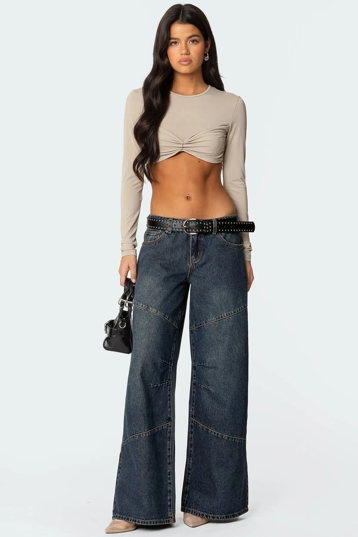 Gathered Long Sleeve Crop Top sold by Edikted product image thumbnail 2