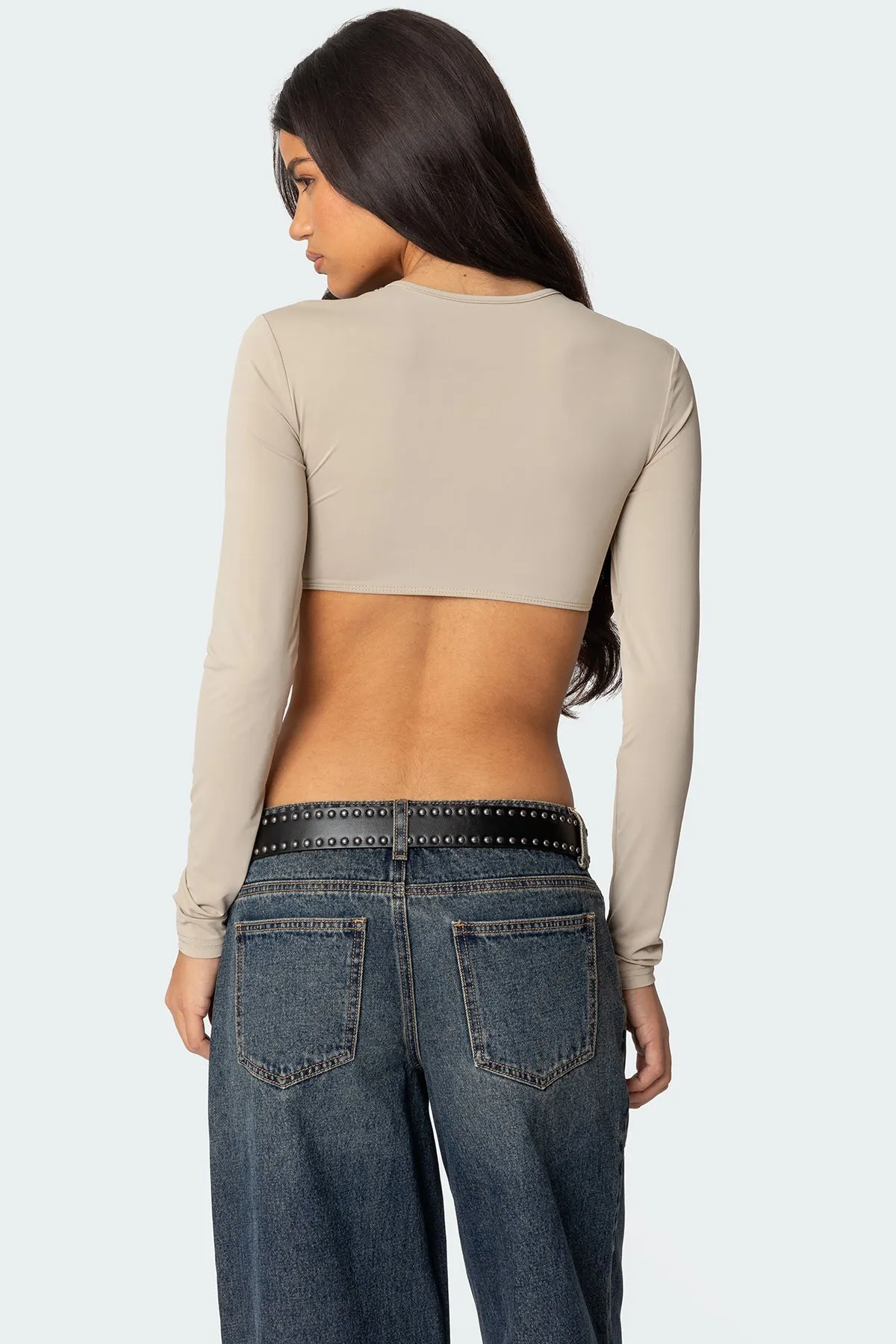 Gathered Long Sleeve Crop Top sold by Edikted product image thumbnail 5